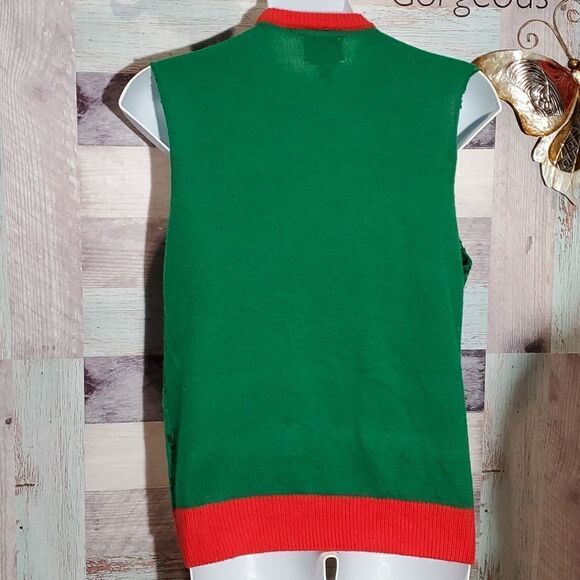Meowy Catmas Ugly Christmas Sweater Sleeveless Sz L Cat Kitten Party 823 - Picture 5 of 7